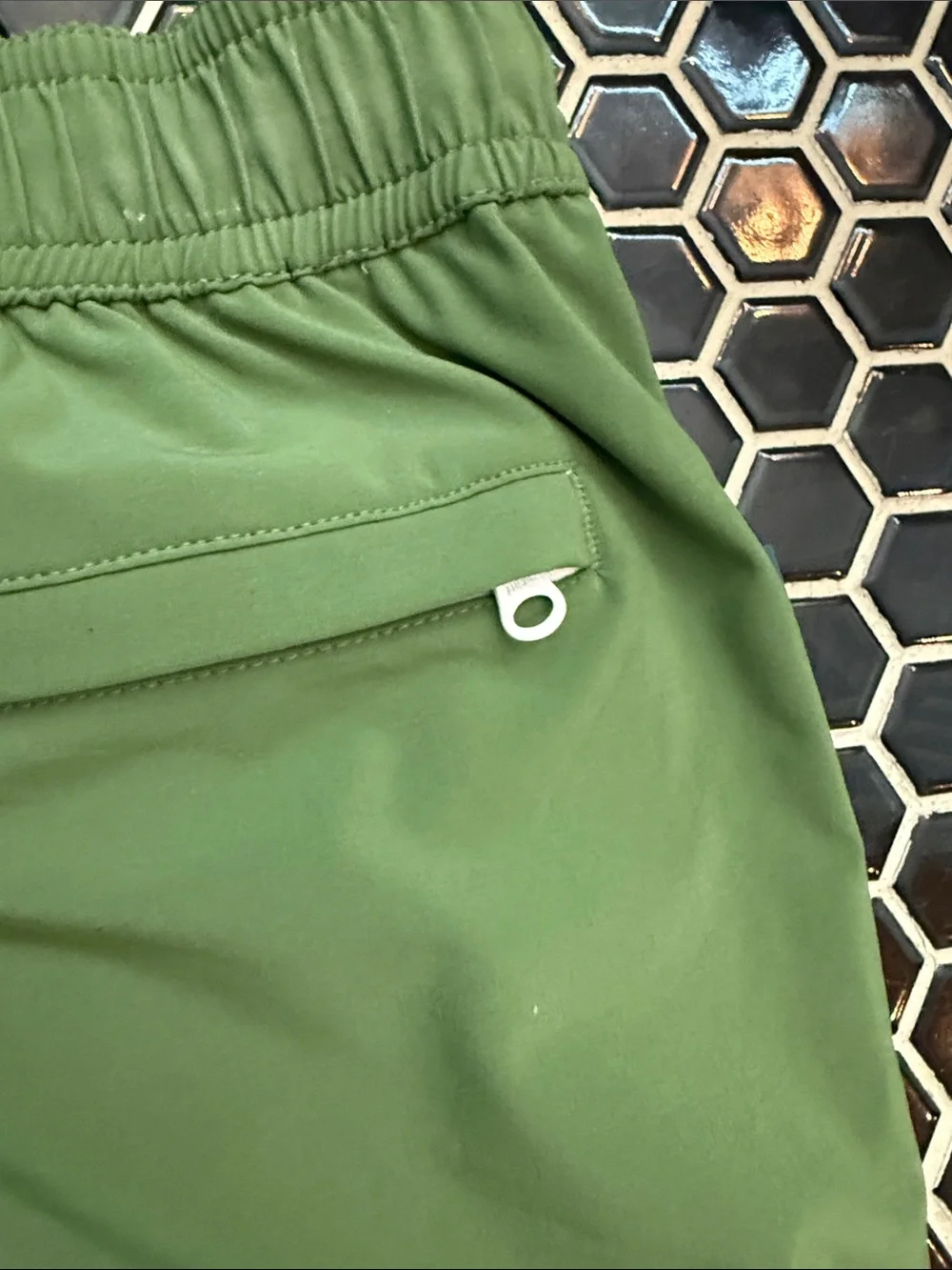 Men's Bonobos Green Athletic / Swim Shorts with zip pocket, mesh liner. Small